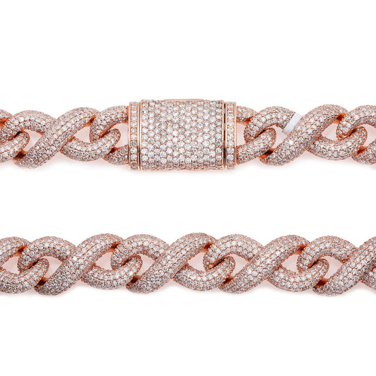 14K ROSE GOLD 22" CUBAN CHAIN with 31.64CT DIAMONDS