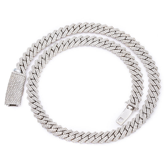14K WHITE GOLD 20"/10MM CUBAN CHAIN with 26.91ct DIAMONDS