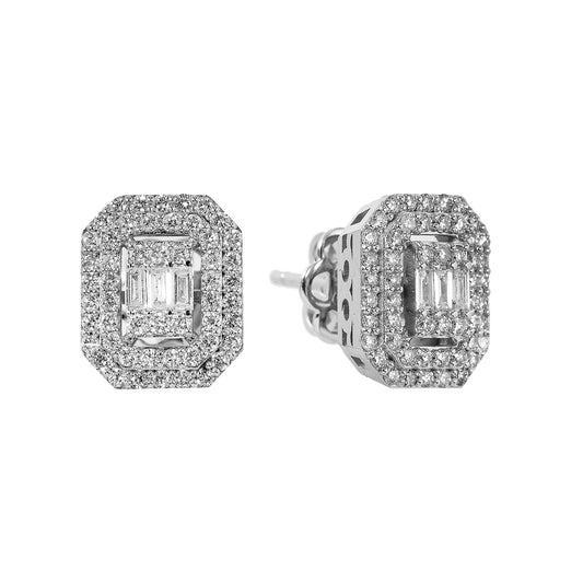 14K WHITE GOLD EARRINGS with 0.68CT BAGUETTE DIAMONDS